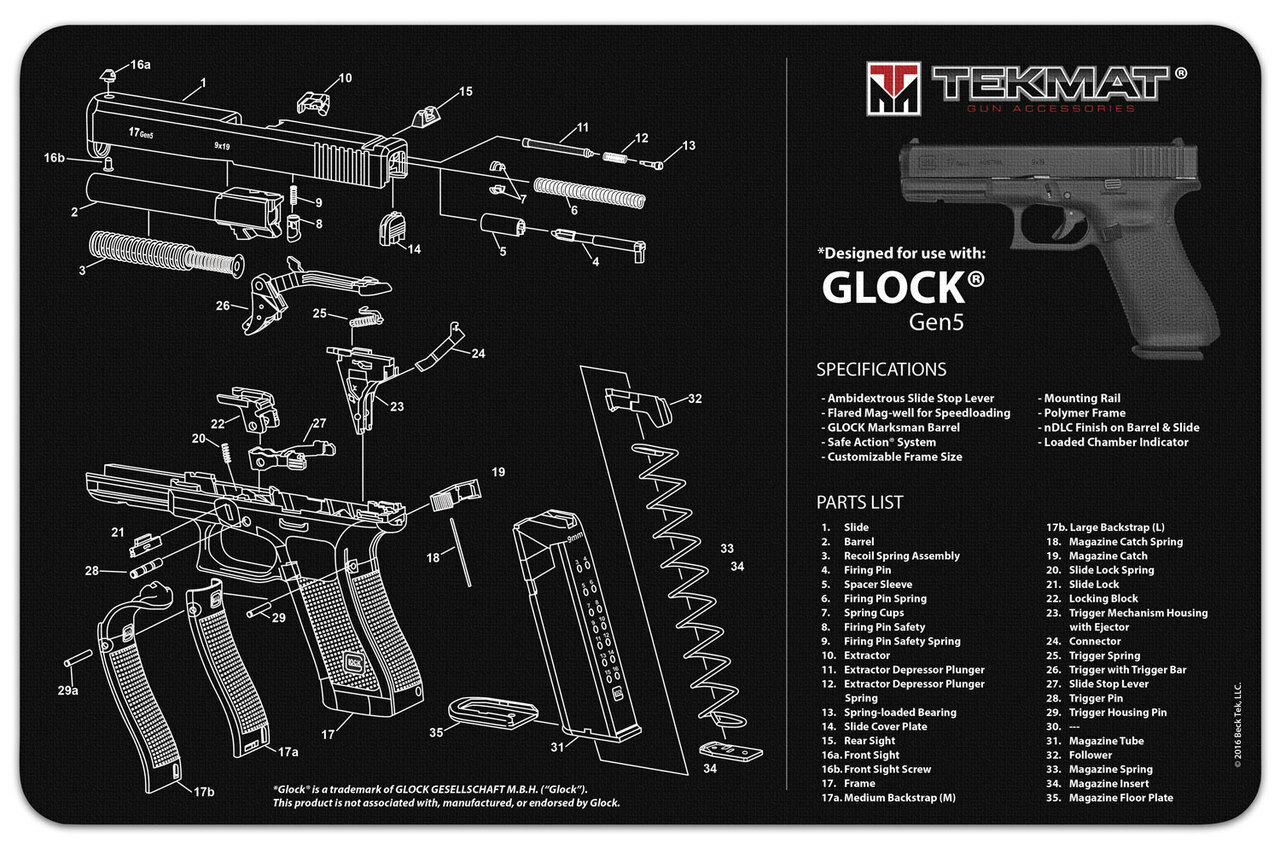 TEK-R17-GLOCK-G5 - TEKMAT CLEANING MAT GLOCK G5